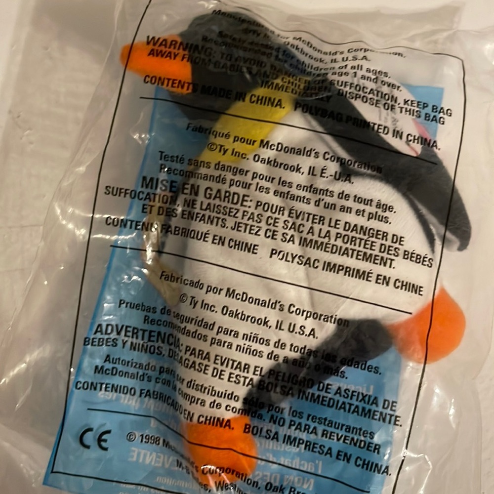 Rare 1995 Mcdonald's Ty Beanie Baby Penguin "Waddle"